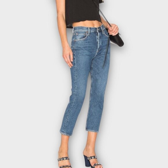 Agolde Riley High Rise Straight Crop Air Blue - Picture 10 of 10